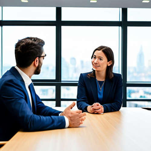 Home 17 A professional female consultant, dressed in a modest business suit, fully clothed, appropriate attire, actively engaging in a strategic discussion with two male business leaders in a modern, brightly lit conference room. They are seated around a large polished table, reviewing a presentation on a screen, with a blurred cityscape visible through a large window in the background. The atmosphere is collaborative and focused, conveying a sense of trust and partnership. The consultant gestures confidently, showing perfect anatomy, correct proportions, natural pose, well-formed hands, and natural body proportions. Professional photography, high quality, realistic, safe for work, professional, family-friendly, appropriate content.