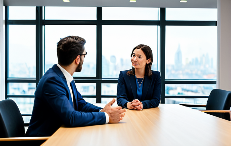 A professional female consultant, dressed in a modest business suit, fully clothed, appropriate attire, actively engaging in a strategic discussion with two male business leaders in a modern, brightly lit conference room. They are seated around a large polished table, reviewing a presentation on a screen, with a blurred cityscape visible through a large window in the background. The atmosphere is collaborative and focused, conveying a sense of trust and partnership. The consultant gestures confidently, showing perfect anatomy, correct proportions, natural pose, well-formed hands, and natural body proportions. Professional photography, high quality, realistic, safe for work, professional, family-friendly, appropriate content.