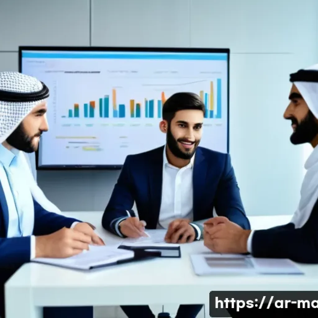 경영지도사와 기업 진단 보고서 작성법 - A professional Middle Eastern business team in a modern office setting, engaged in a collaborative m...